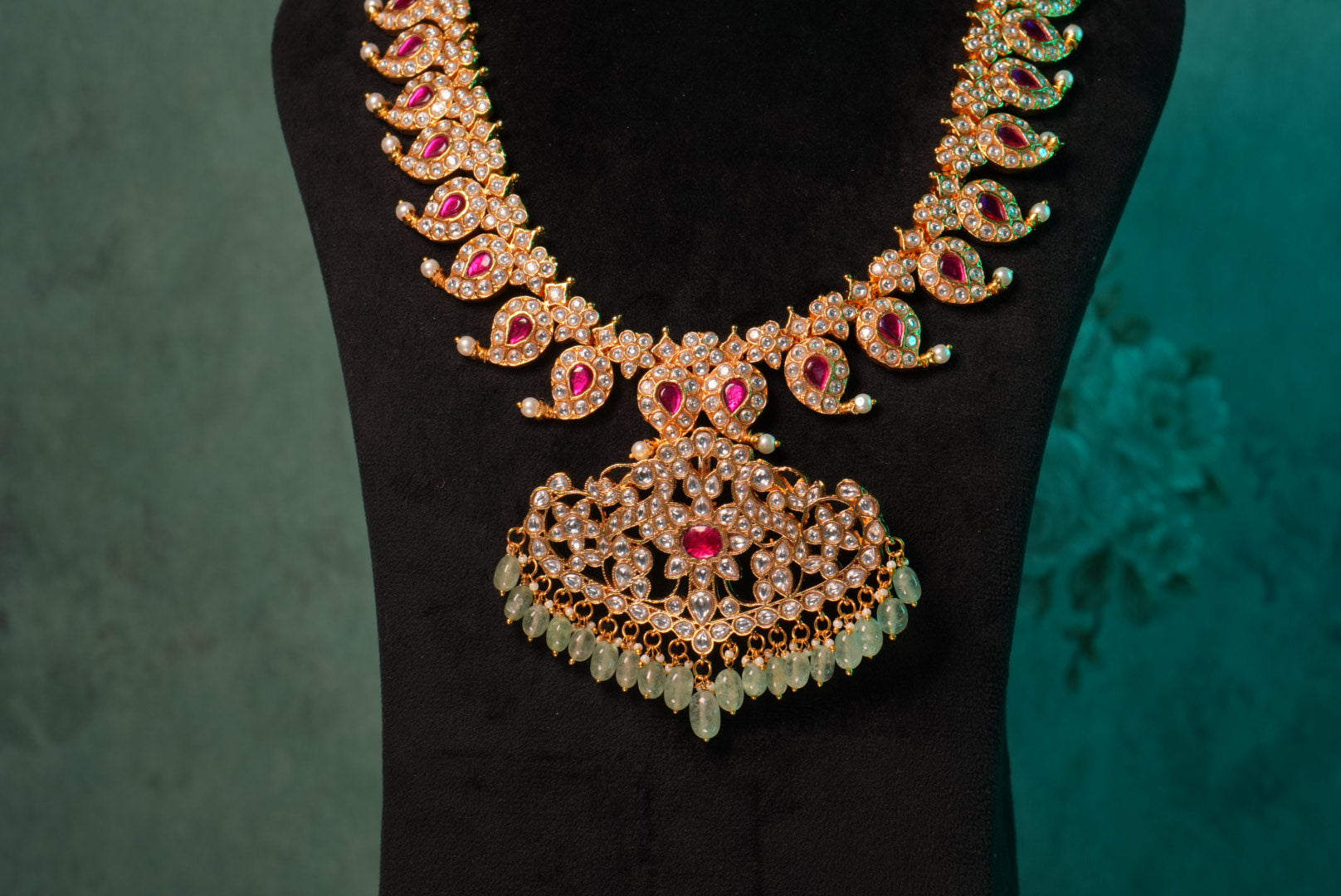 Mango Long Kundan pendant Necklace (4-8980)(KA)(PREORDER) (Made IN 7-8 DAYS TIME) - JEWELSTYLE