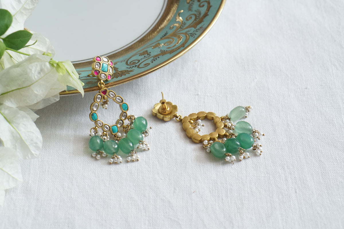Multi Stone Kundan earring (1-5545)(A)
