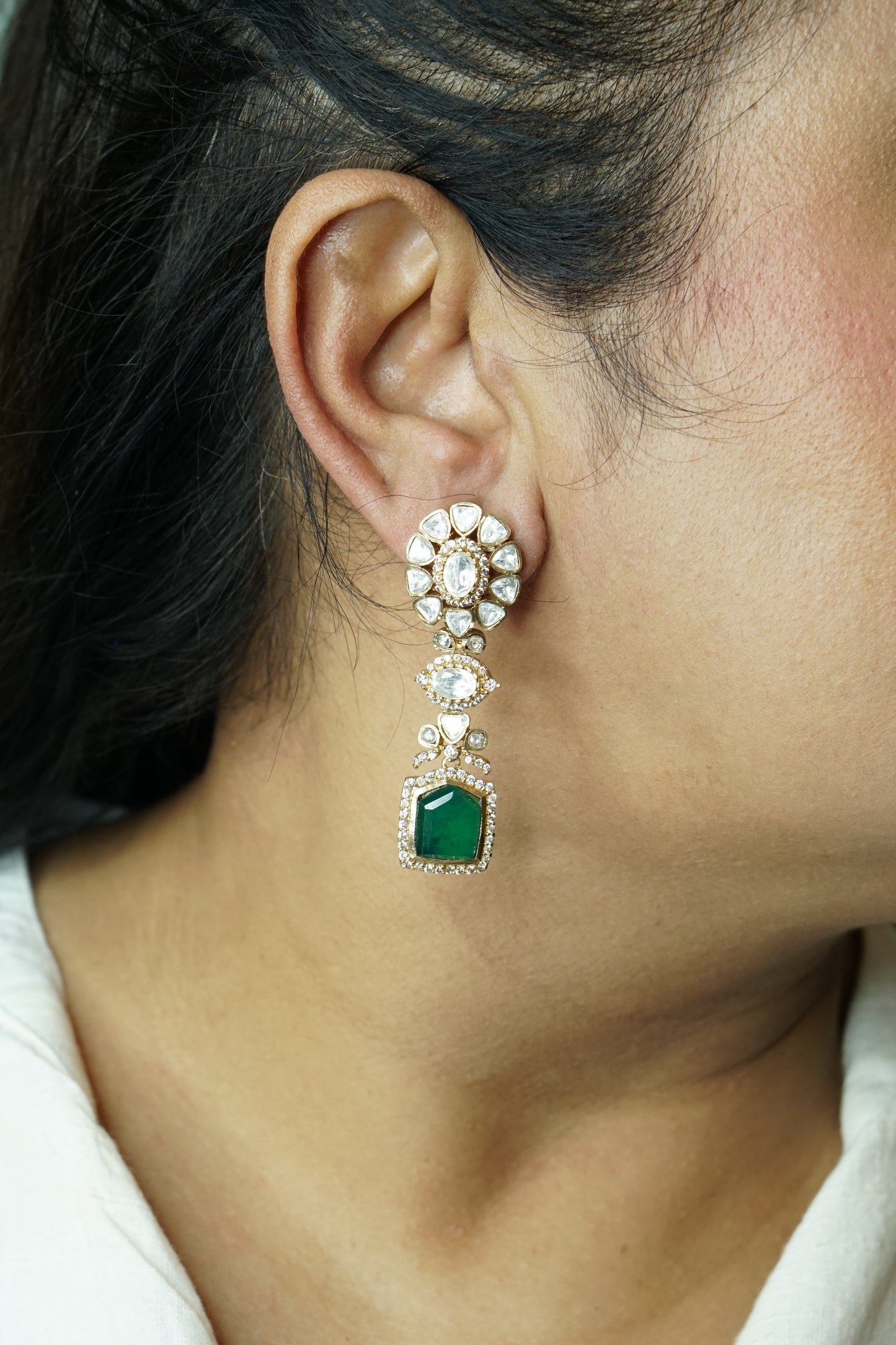 Polki Earrings (1-4994)(B) - JEWELSTYLE