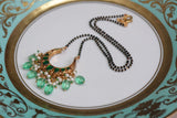 Reversible kundan Black beads Pendant necklace (4-5677)(R)