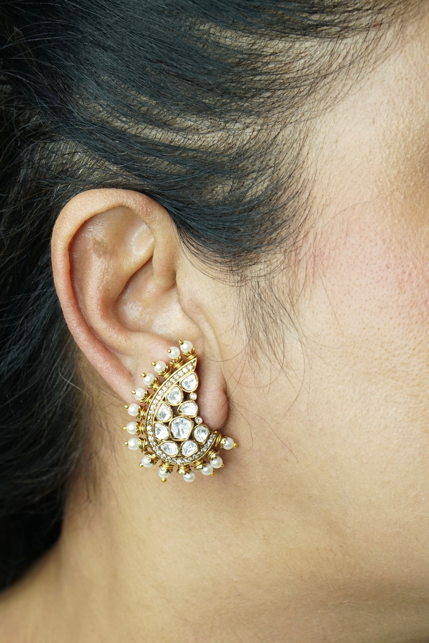 Polki Studs (1-5003)(B) - JEWELSTYLE