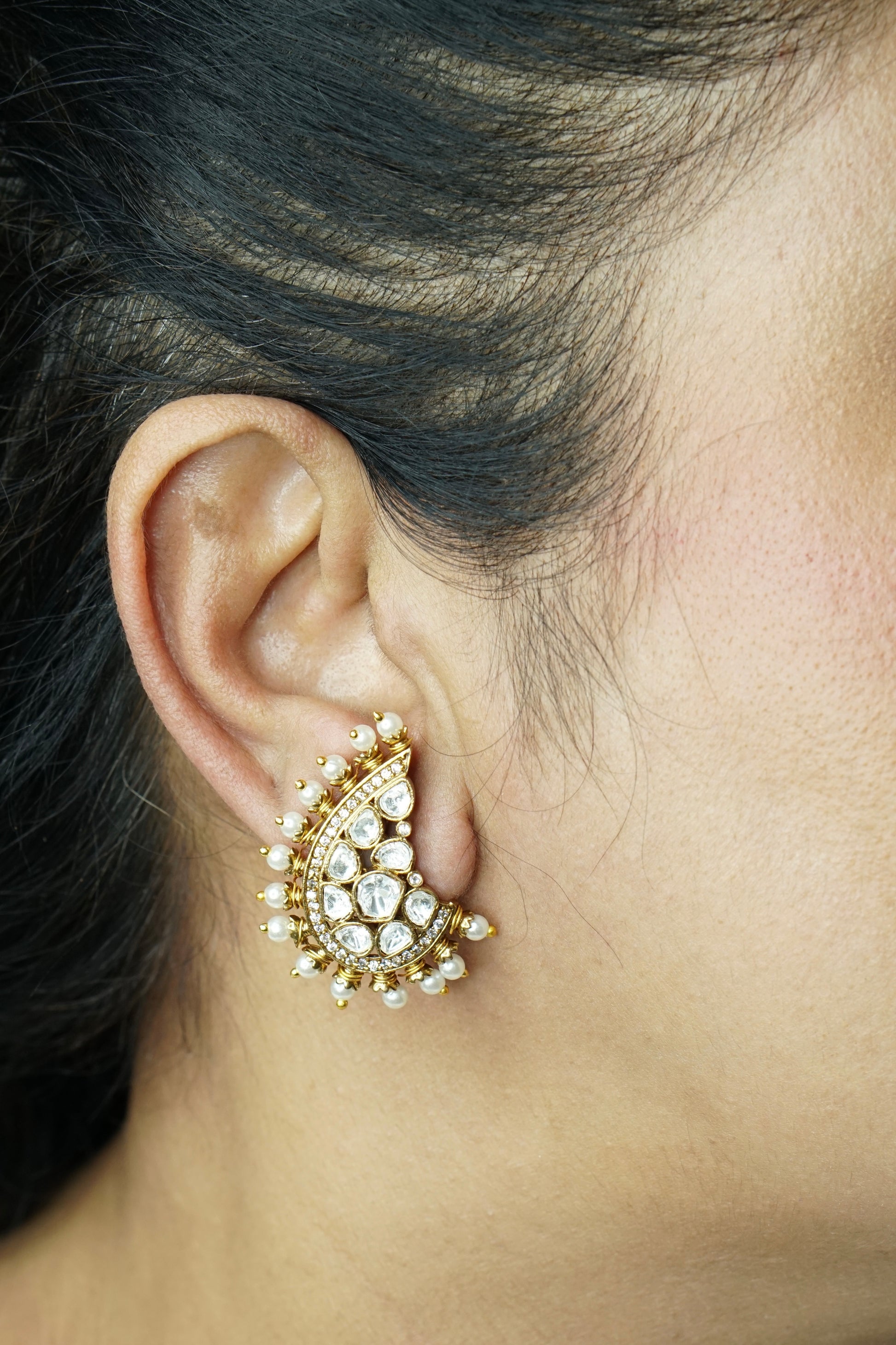 Polki Studs (1-5003)(B) - JEWELSTYLE