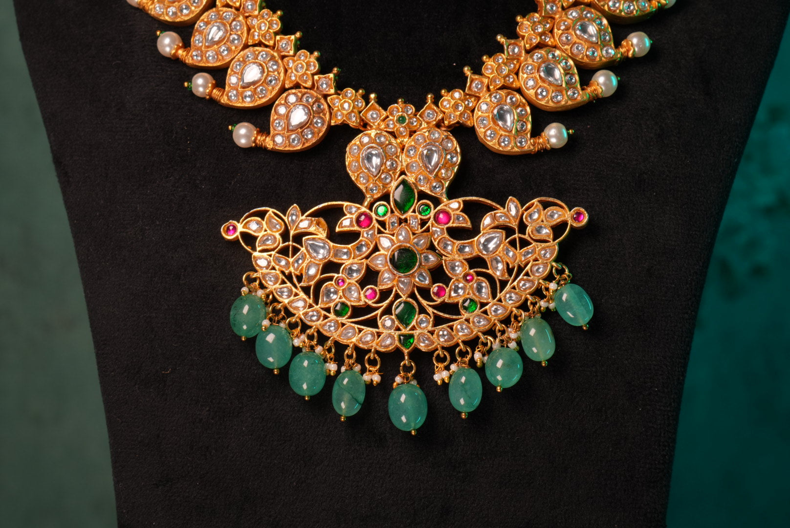 Mango Long Kundan pendant Necklace (4-8981)(KA) (PREORDER) (Made IN 7-8 DAYS TIME) - JEWELSTYLE