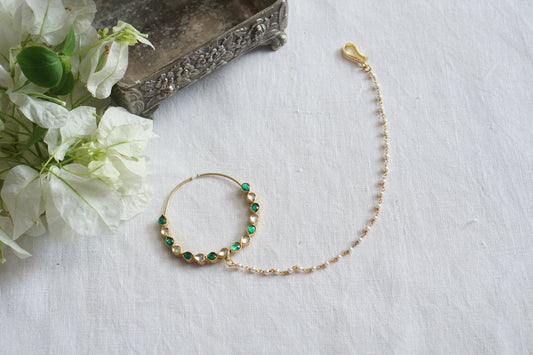 Green and White Kundan Nath (2-329)(A)