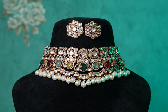Polki Necklace set  (4-8189)(B)