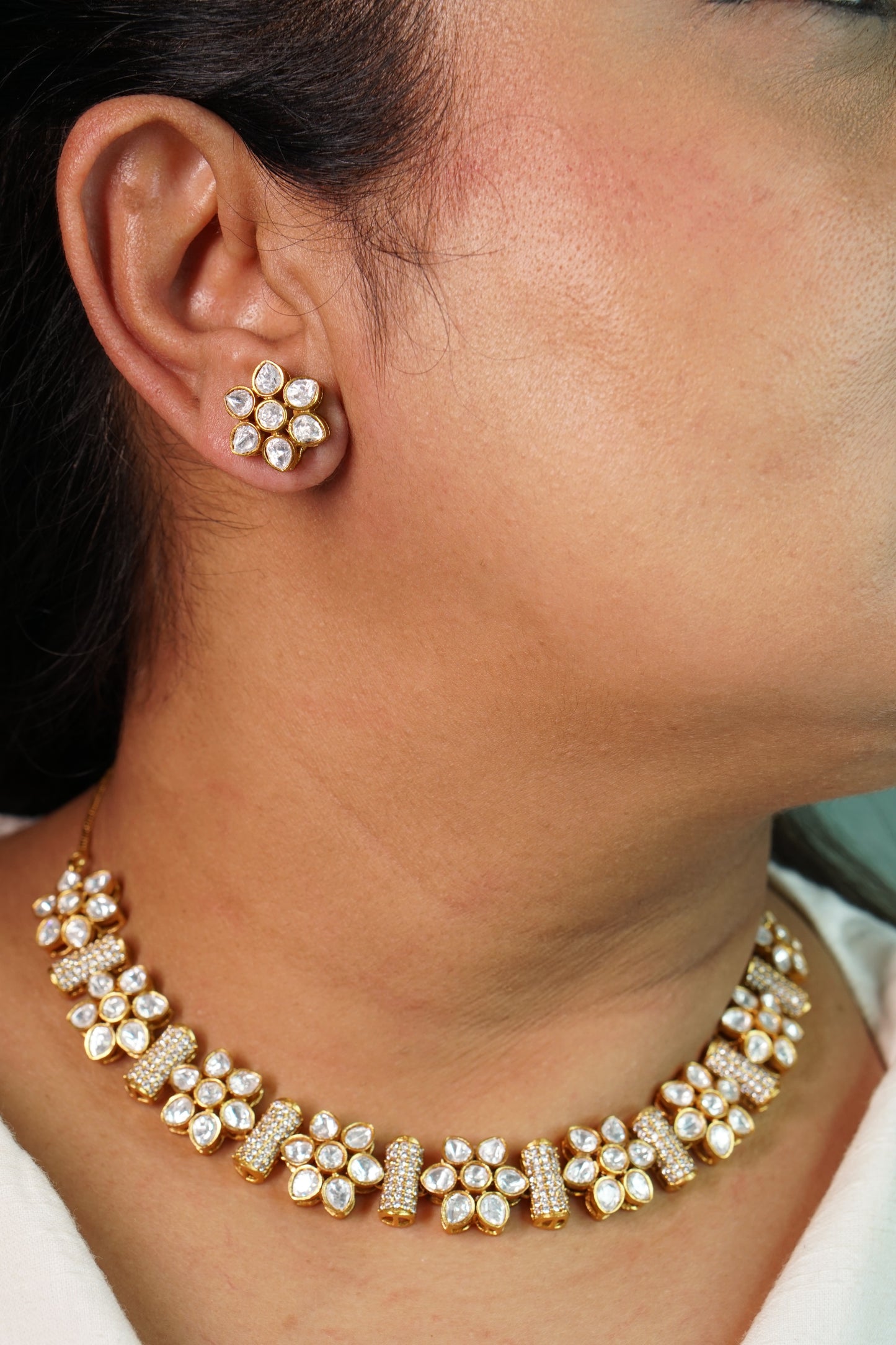 Polki Necklace set (4-8894)(B) - JEWELSTYLE