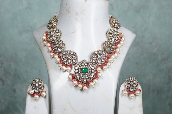 Polki Necklace set  (4-8186)(B)