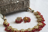Red beads Kundan necklace Set (4-9611)(A)