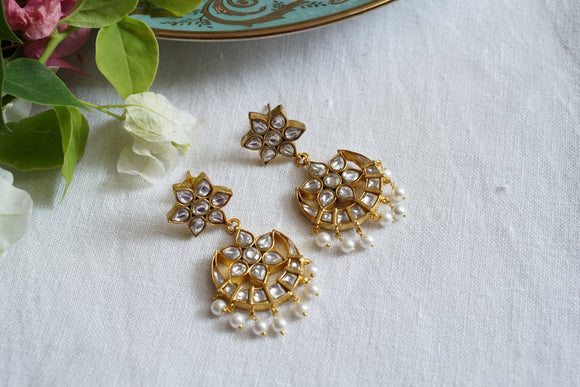 White Kundan Chandbali earring (1-4623)(R)