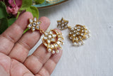 White Kundan Chandbali earring (1-4623)(R)