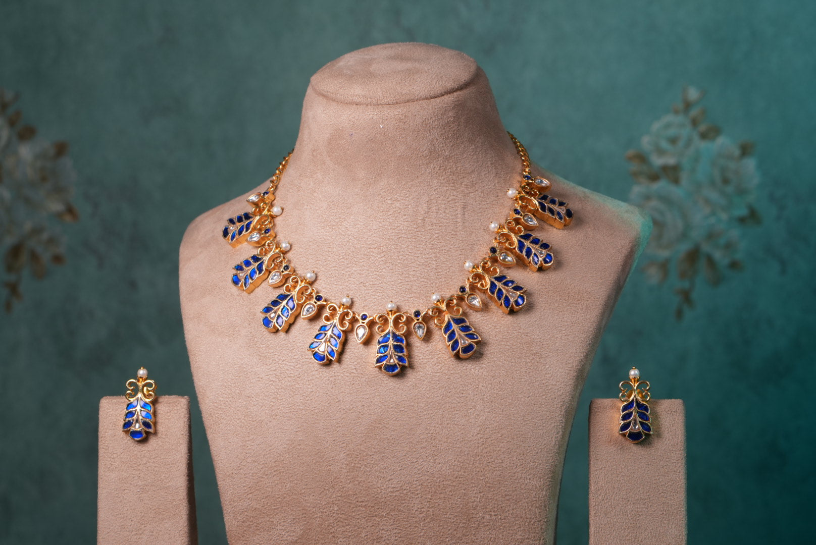 Blue Stone Kundan Necklace Set (4-8986)(KA) (PREORDER) (Made IN 7-8 DAYS TIME) - JEWELSTYLE