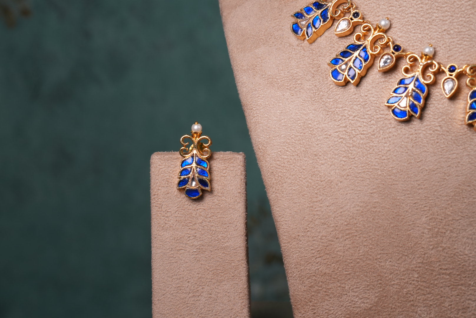 Blue Stone Kundan Necklace Set (4-8986)(KA) (PREORDER) (Made IN 7-8 DAYS TIME) - JEWELSTYLE