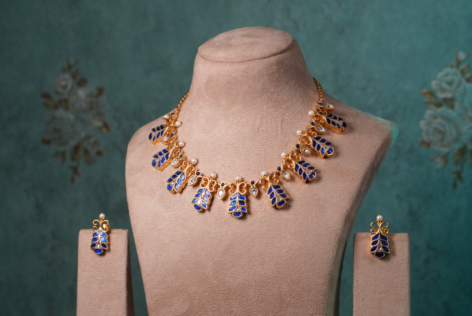 Blue Stone Kundan Necklace Set (4-8986)(KA) (PREORDER) (Made IN 7-8 DAYS TIME) - JEWELSTYLE