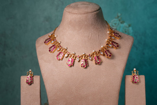 Red Stone Kundan Necklace Set (4-8985)(KA) (PREORDER) (Made IN 7-8 DAYS TIME) - JEWELSTYLE