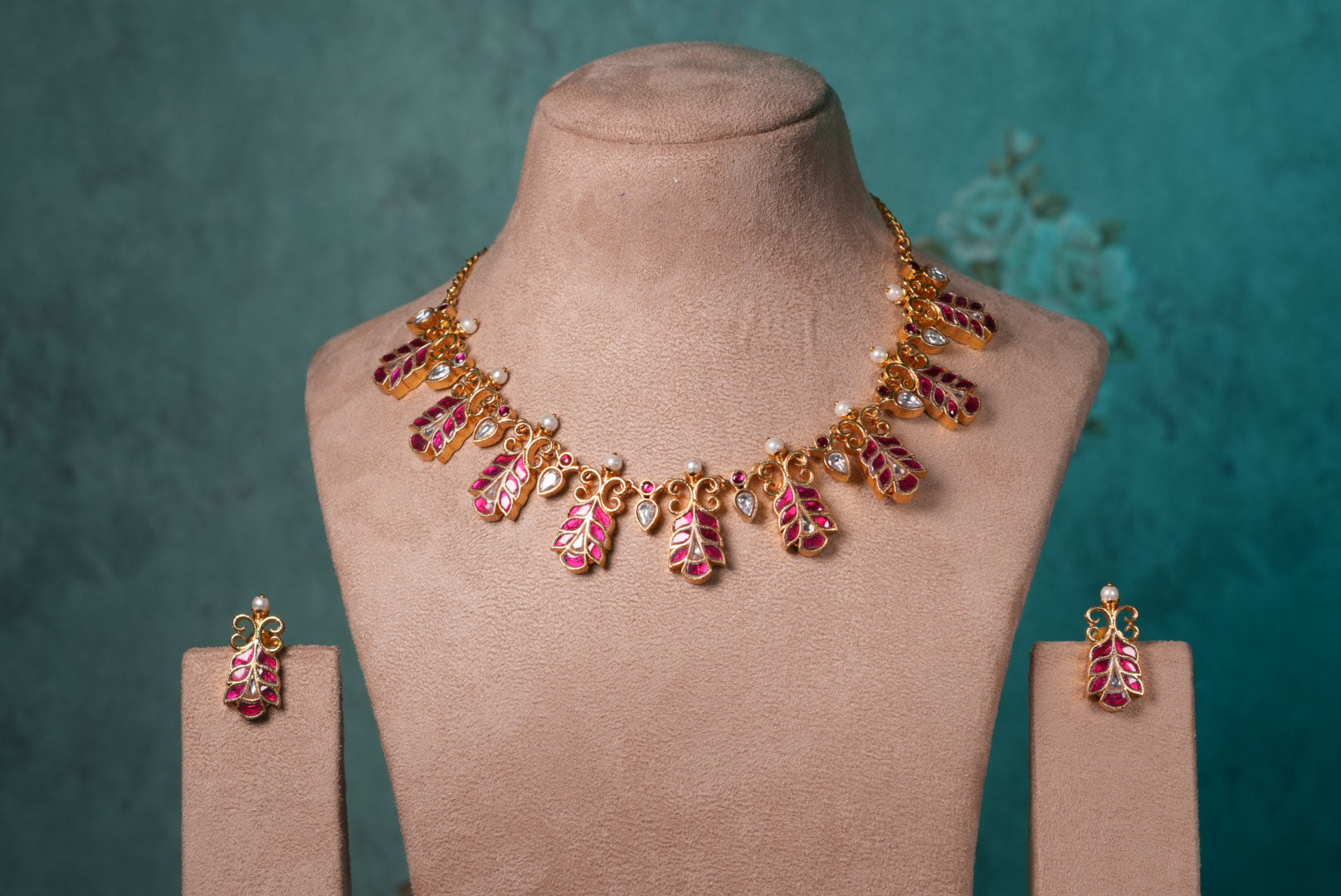 Red Stone Kundan Necklace Set (4-8985)(KA) (PREORDER) (Made IN 7-8 DAYS TIME) - JEWELSTYLE