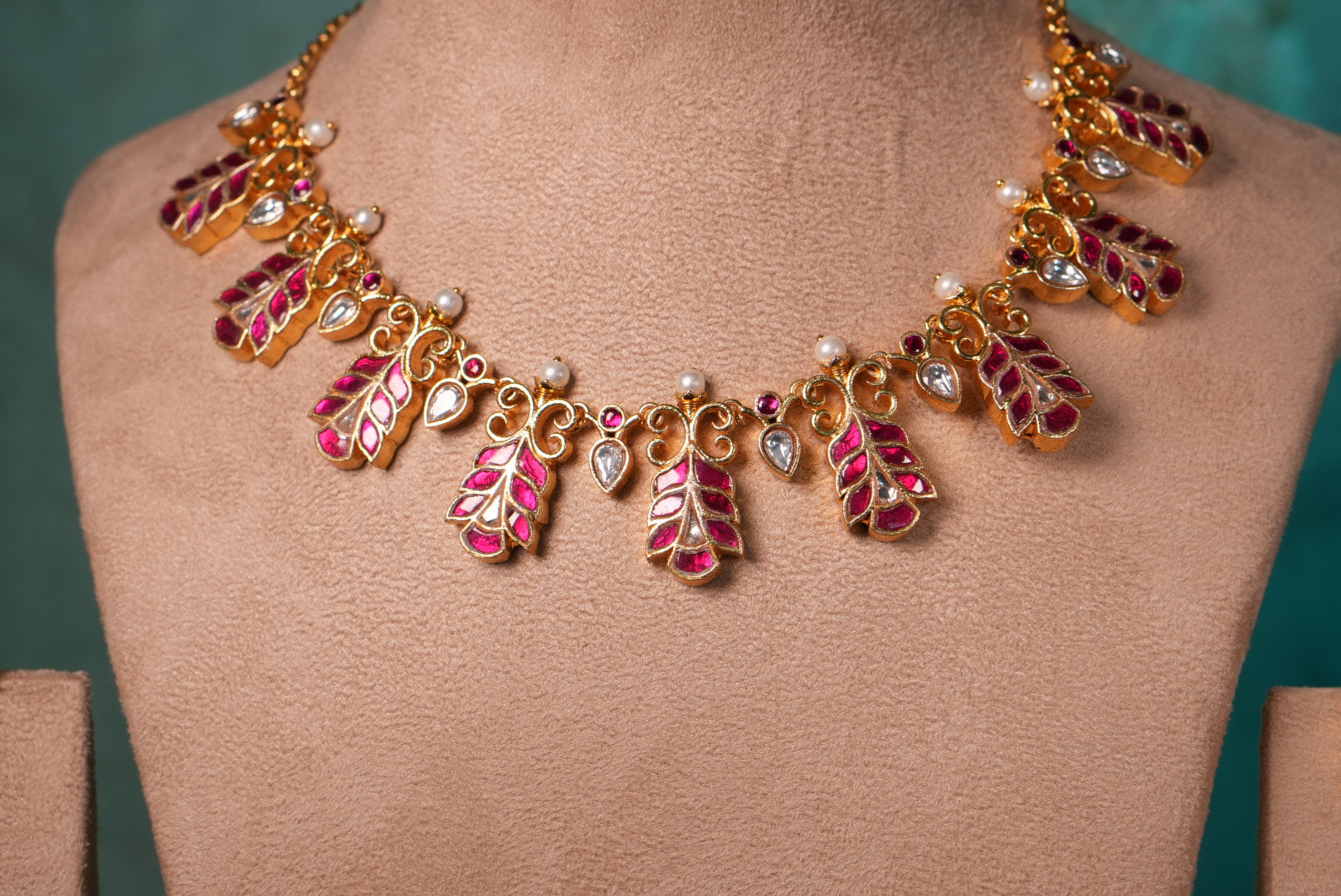 Red Stone Kundan Necklace Set (4-8985)(KA) (PREORDER) (Made IN 7-8 DAYS TIME) - JEWELSTYLE