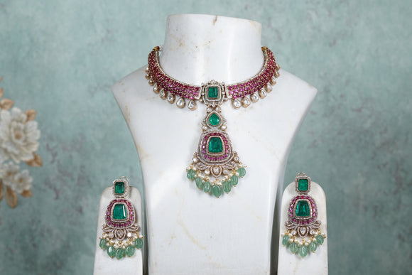 Polki Necklace set  (4-8184)(B)