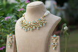 Mint Stone Kundan necklace Set (4-9632)(A)