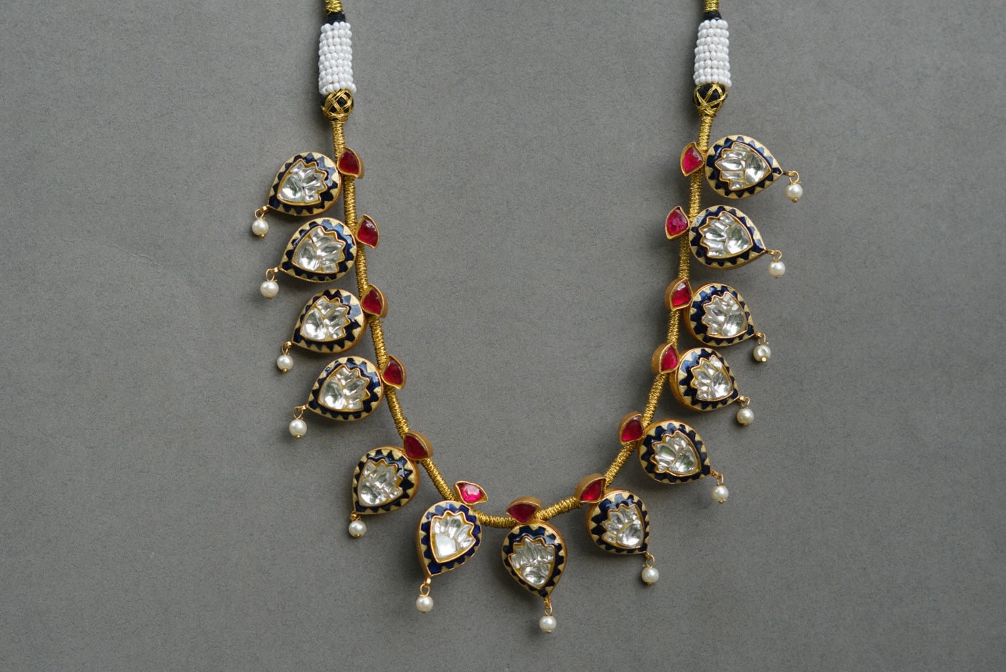 Exclusive Kundan Meena necklace set (4-6009)(R)(preorder) - JEWELSTYLE