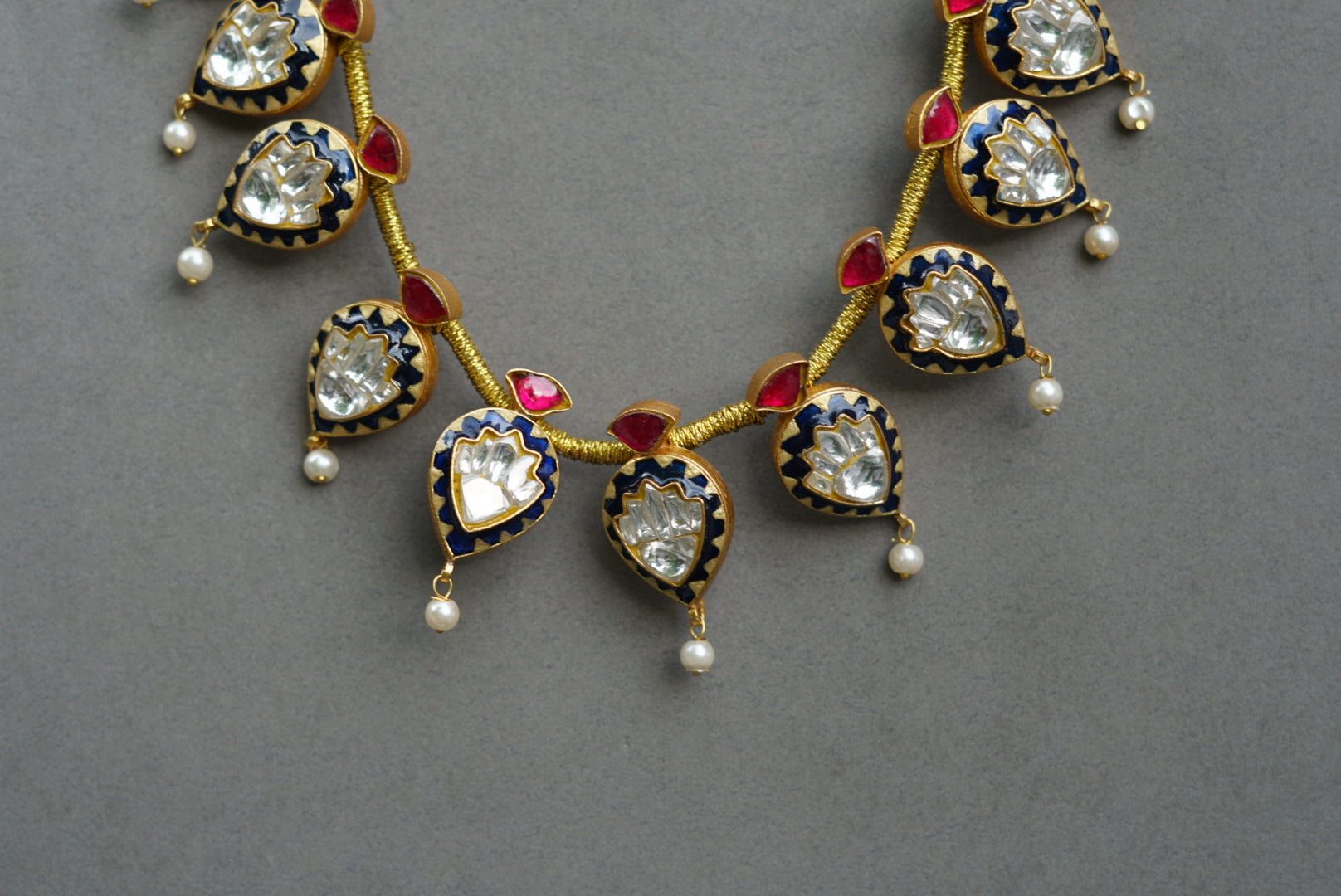 Exclusive Kundan Meena necklace set (4-6009)(R)(preorder) - JEWELSTYLE