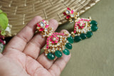 Pink Kundan earrings (1-4620)(R)(OFFER PIECE)