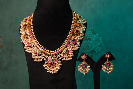 Guttapusalu Kundan Necklace Set (4-8996)(KA)(PREORDER) (Made IN 7-8 DAYS TIME) - JEWELSTYLE