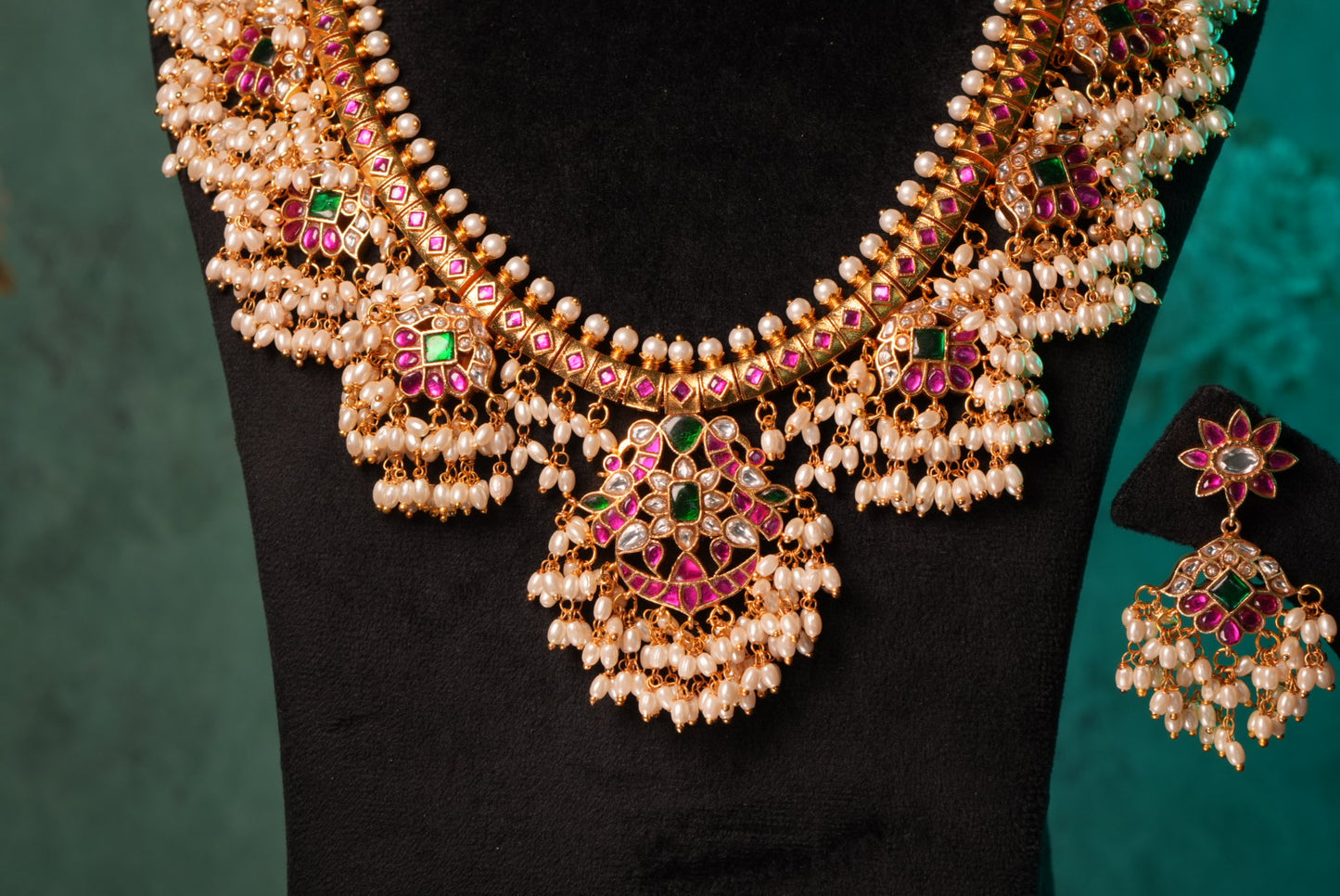 Guttapusalu Kundan Necklace Set (4-8996)(KA)(PREORDER) (Made IN 7-8 DAYS TIME) - JEWELSTYLE