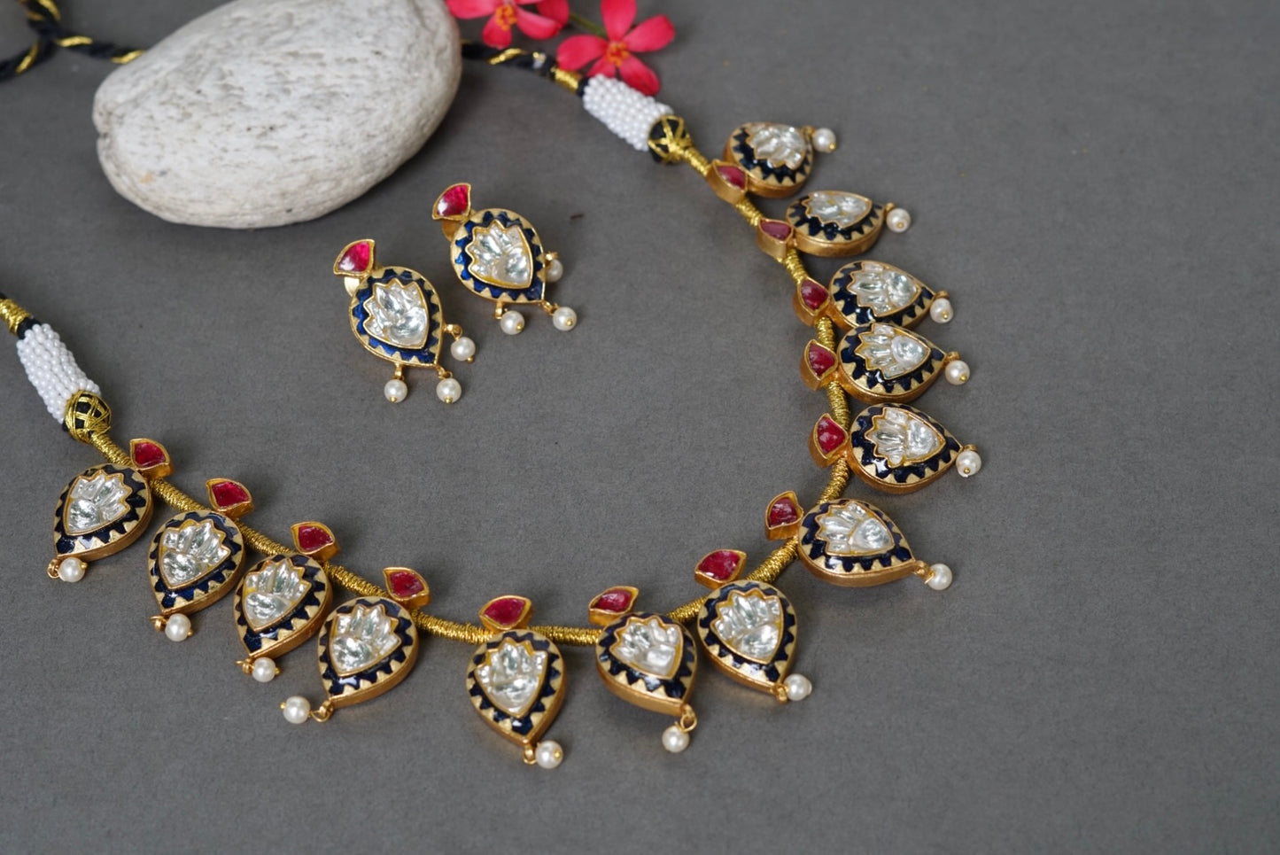 Exclusive Kundan Meena necklace set (4-6009)(R)(preorder) - JEWELSTYLE