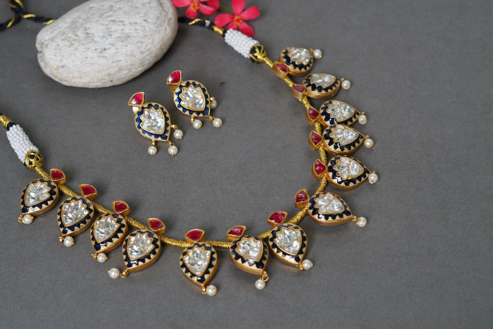 Exclusive Kundan Meena necklace set (4-6009)(R)(preorder) - JEWELSTYLE