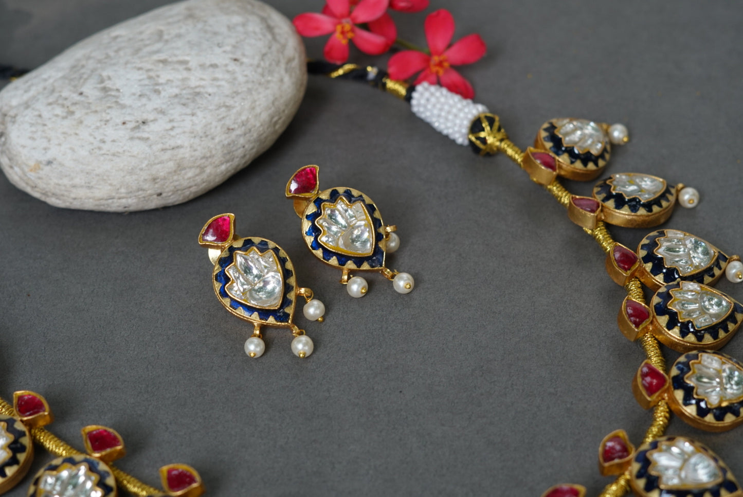 Exclusive Kundan Meena necklace set (4-6009)(R)(preorder) - JEWELSTYLE