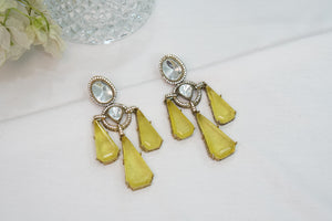 Yellow Doublet stone polki  Earring (1-4201)(B)