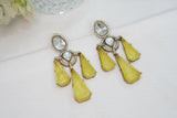 Yellow Doublet stone polki  Earring (1-4201)(B)