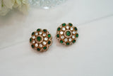 Green stone polki Studs (1-4209)(B)