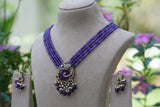 Amethyest  Stone Polki Pendant Necklace Set (4-8481)(B)