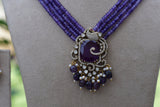 Amethyest  Stone Polki Pendant Necklace Set (4-8481)(B)