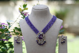 Amethyest  Stone Polki Pendant Necklace Set (4-8481)(B)