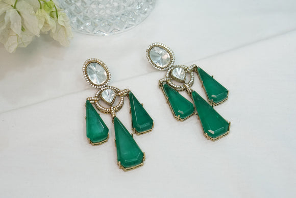 Green stone polki Earring (1-4208)(B)