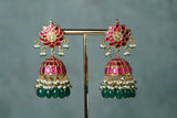 Pink Kundan Jhumki Earrings (1-4617)(R)