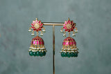Pink Kundan Jhumki Earrings (1-4617)(R)
