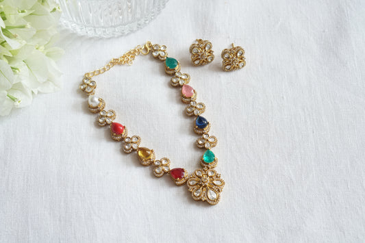 Navratan Polki necklace Set (4-9625)(K)
