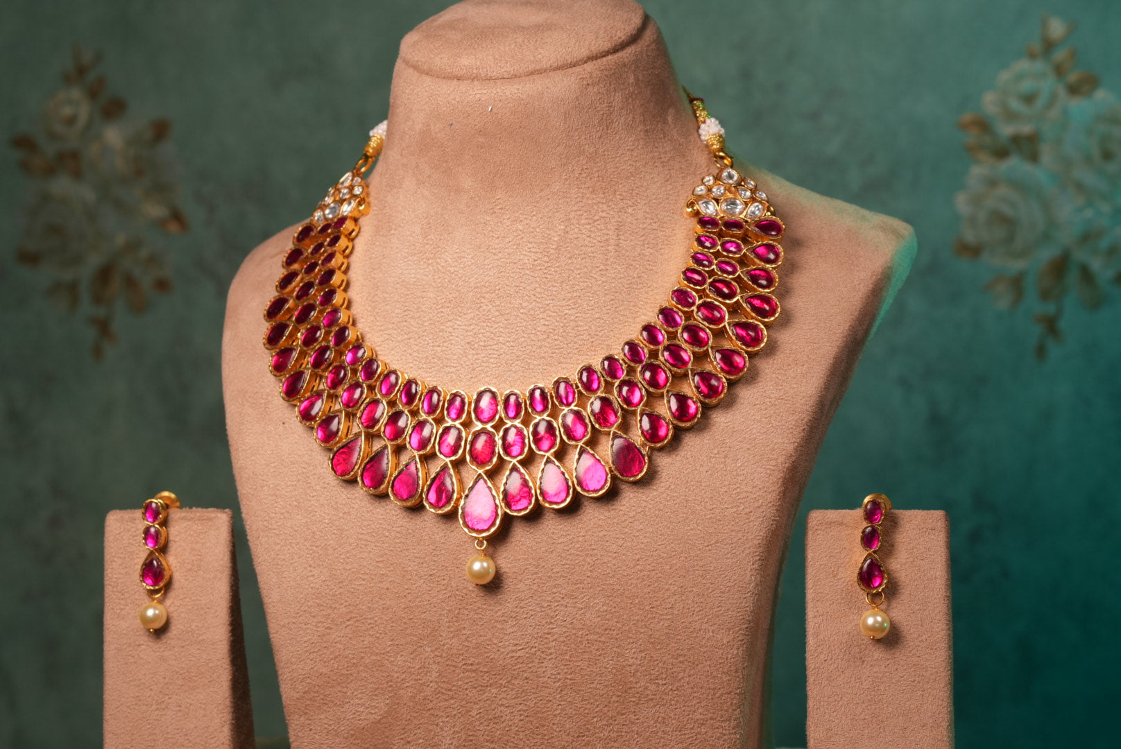 Red Stone Kundan Necklace Set (4-8991)(KA) (PREORDER) (Made IN 7-8 DAYS TIME) - JEWELSTYLE