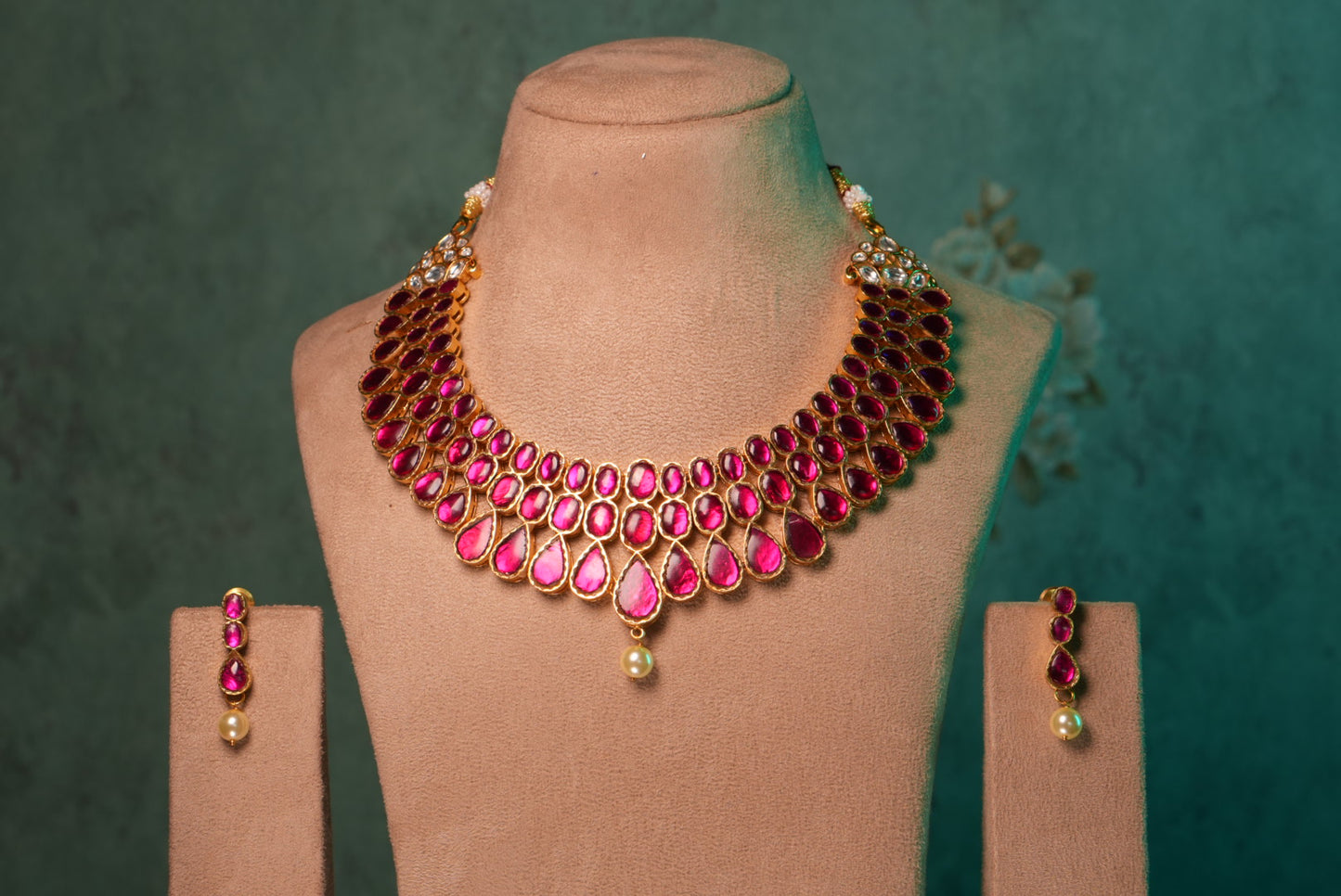 Red Stone Kundan Necklace Set (4-8991)(KA) (PREORDER) (Made IN 7-8 DAYS TIME) - JEWELSTYLE
