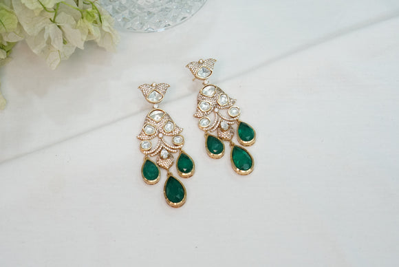 Green stone polki  Earring (1-4204)(B)