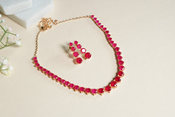 Ruby AD Necklace Set (4-8487)(Ex)