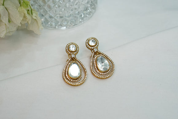 White stone polki  Earring (1-4203)(B)