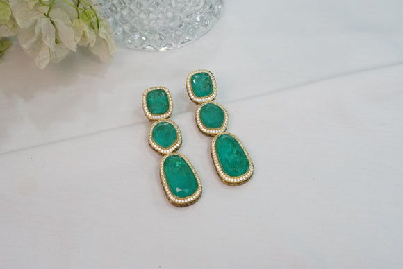 Green Doublet stone polki  Earring (1-4202)(B)