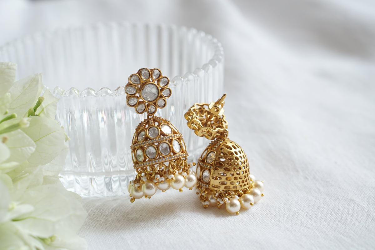 White Polki Jhumki (1-5557)(K)