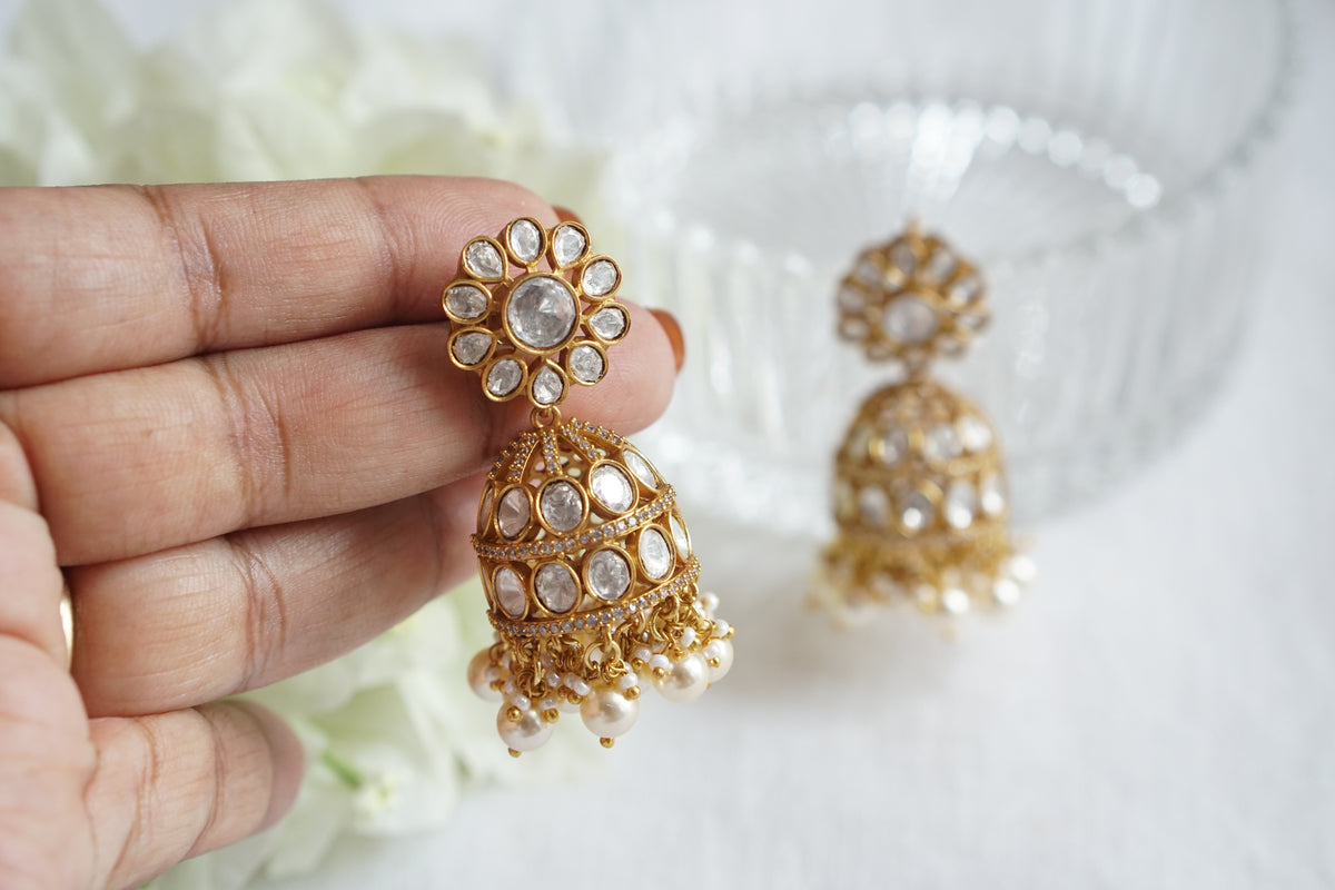 White Polki Jhumki (1-5557)(K)