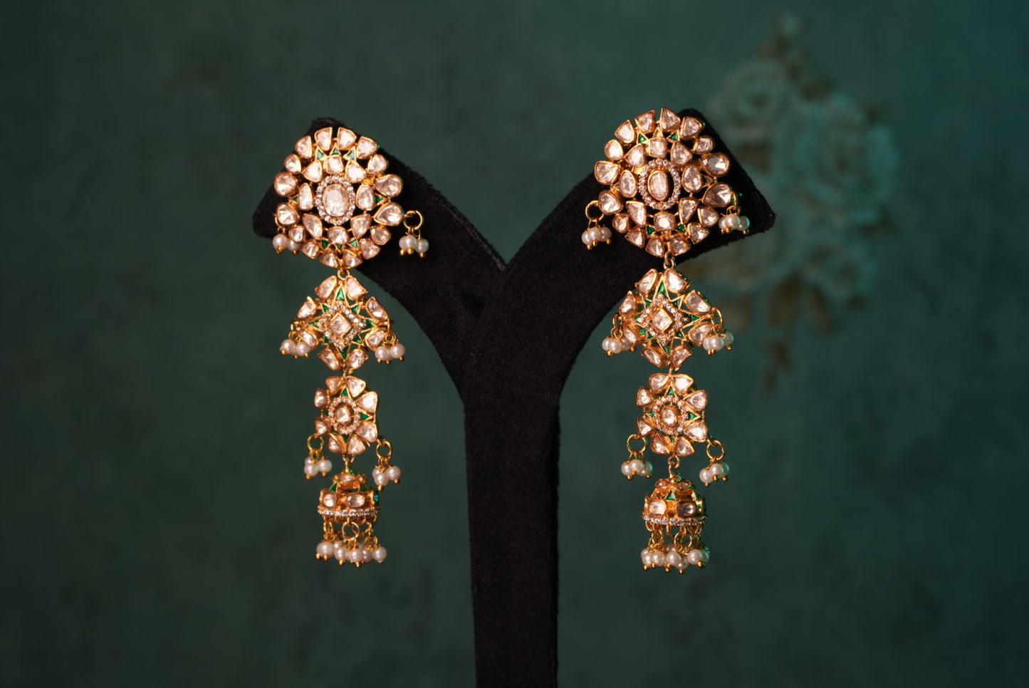Mossainite Polki Earrings (1-5072)(R)(Office Piece) - JEWELSTYLE