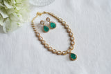 Green doublet Polki necklace Set (4-9624)(K)